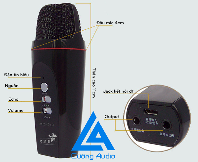 Micro hát karaoke trên điện thoại di động, smartphone MC 919 giá rẻ