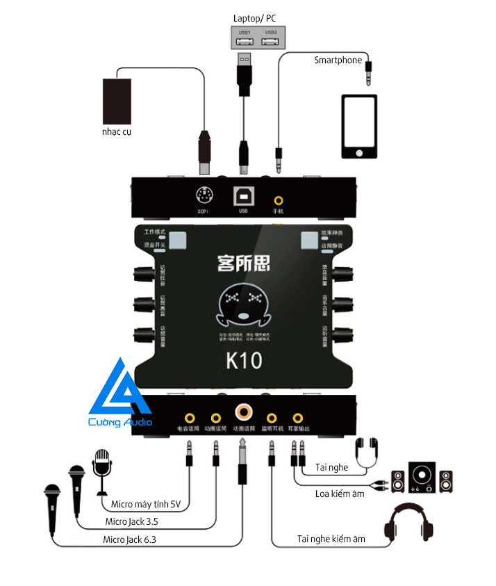 Sound card XOX K10 thiết bị chuyên hát karaoke và thu âm